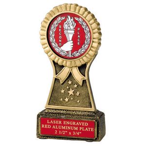 6 INCH  ROSETTE RESIN TROPHY, 2 INCH  MYLAR - No Plate