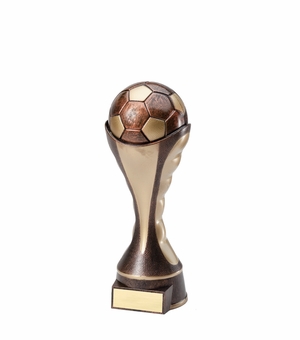 6" SOCCER BALL SCULPTED HEAVY WEIGHTED PLASTIC TROPHY ANTIQUE GOLD