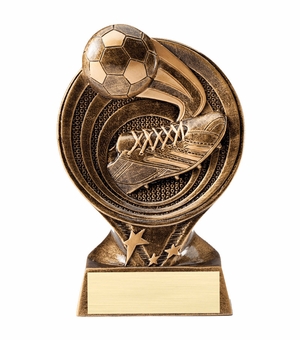 6" SOCCER PARTICIPANT RESIN TROPHY ANTIQUE GOLD FINISH