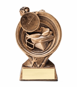 6" SWIMMING PARTICIPANT RESIN TROPHY ANTIQUE GOLD FINISH
