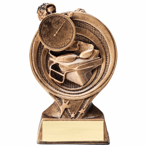 6" SWIMMING PARTICIPANT RESIN TROPHY ANTIQUE GOLD FINISH