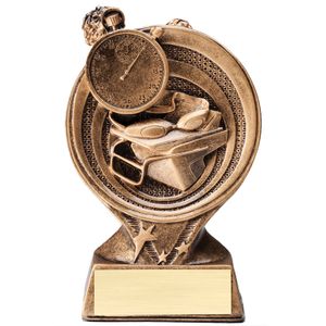 6" SWIMMING PARTICIPANT RESIN TROPHY ANTIQUE GOLD FINISH