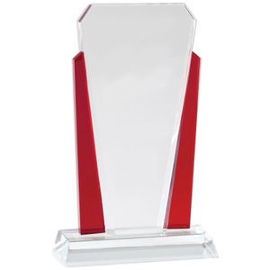 6 x 10 INCH OPTICAL CRYSTAL SLANTED TOWER WITH RED ACCENTED SIDE