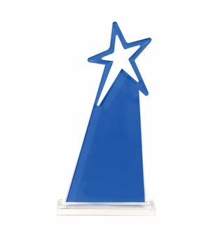 6 x 11-3/4 BLUE ACRYLIC STAR TOWER AWARD