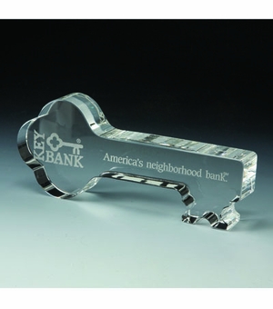 6 X 2-3/4 INCH OPTICAL CUT CRYSTAL KEY