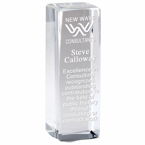 6 x 2 INCH OPTICAL CRYSTAL BEVELED EDGES TOWER AWARD