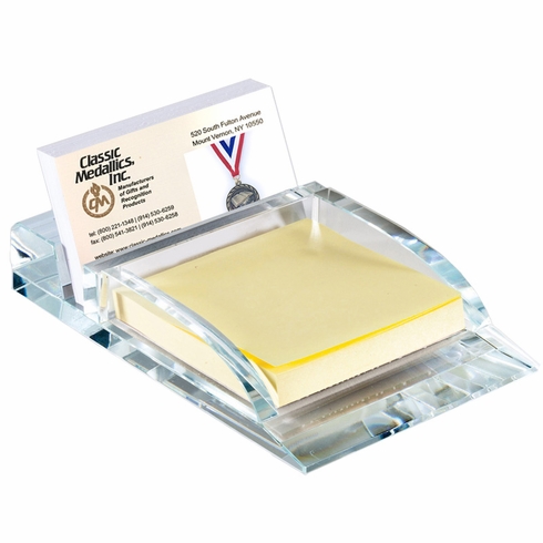 6 X 3-3/4 INCH GLASS DESK POST-IT AND BUSINESS CARD HOLDER 