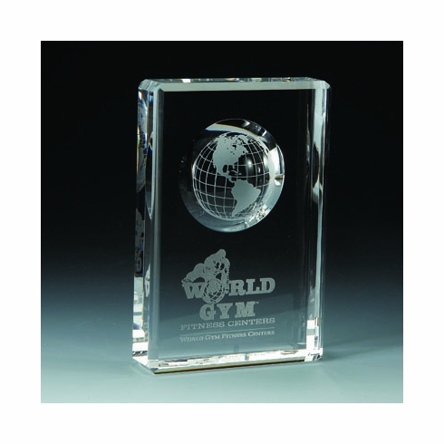 6 X 4 OPTICAL CRYSTAL WITH RECESSED GLOBE