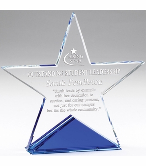 6 X 6 INCH CRYSTAL CUT STAR ON BLUE BASE