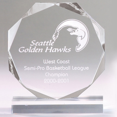 6" x 6"x 3/4" CLEAR OCTAGON SHAPE ACRYLIC AWARD BEVELED POLISHED EDGES
