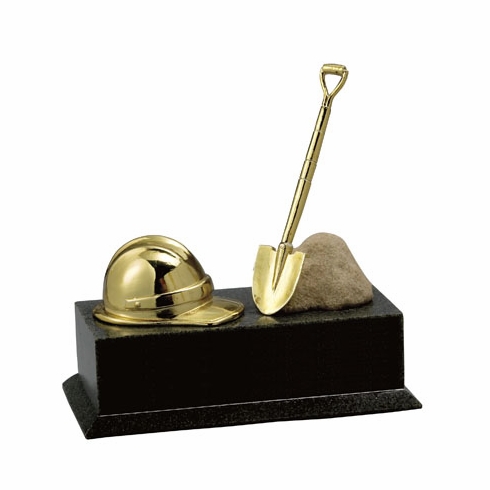 6 X 6 X 3 CONSTRUCTION HAT, SHOVEL, DIRT