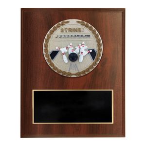 6 x 8 Inch Dark Cherry Finish and Cast Stone Resin Bowling Plaque