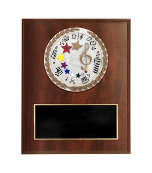 6 X 8 INCH DARK CHERRY FINISH AND CAST STONE RESIN MUSIC PLAQUE