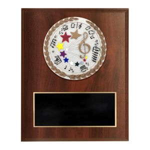6 X 8 INCH DARK CHERRY FINISH AND CAST STONE RESIN MUSIC PLAQUE