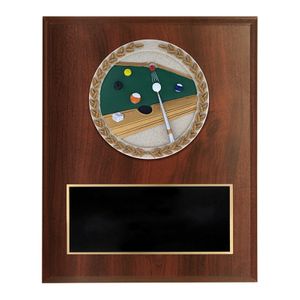 6 x 8 INCH DARK CHERRY FINISH PLAQUE WITH BILLIARDS CAST STONE RESIN PLAQUE MOUNT