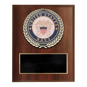 6 X 8 INCH DARK CHERRY FINISH PLAQUE WITH U.S. NAVY CAST STONE RESIN PLAQUE MOUNT
