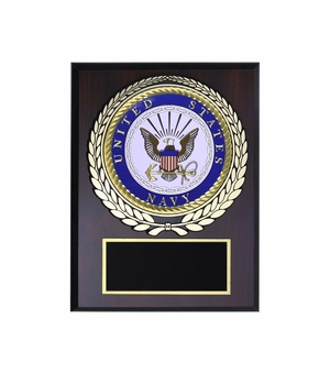 6 X 8 INCH DARK CHERRY FINISH PLAQUE WITH U.S. NAVY MEDALLION INSERT