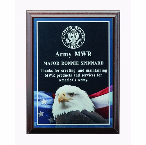 6 X 8 INCH EAGLE PHOTO PLAQUE WITH LASER ENGRAVED PLATE