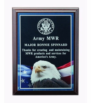 6 X 8 INCH EAGLE PHOTO PLAQUE WITH LASER ENGRAVED PLATE