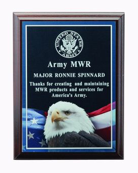 6 X 8 INCH EAGLE PHOTO PLAQUE WITH LASER ENGRAVED PLATE