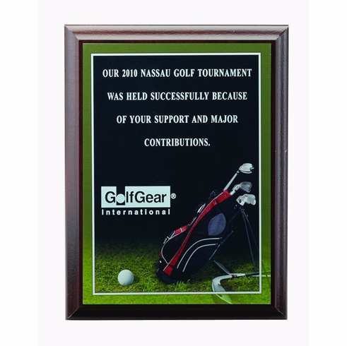 6 X 8 INCH GOLF PHOTO SPORTS PLAQUE WITH LASER ENGRAVED PLATE