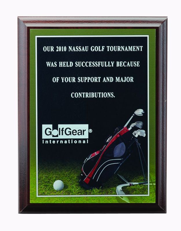 6 X 8 INCH GOLF PHOTO SPORTS PLAQUE WITH LASER ENGRAVED PLATE