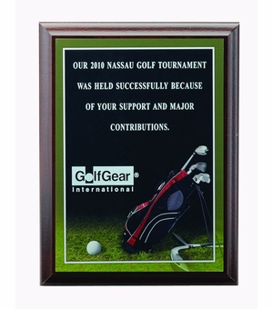 6 X 8 INCH GOLF PHOTO SPORTS PLAQUE WITH LASER ENGRAVED PLATE