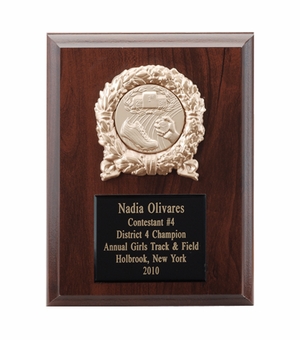 6 X 8 INCH PLAQUE WITH BLACK EMBOSSED PLATE, METAL WREATH TAKES INSERT