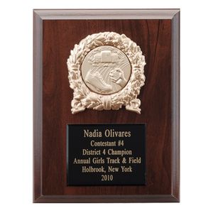 6 X 8 INCH PLAQUE WITH BLACK EMBOSSED PLATE, METAL WREATH TAKES INSERT