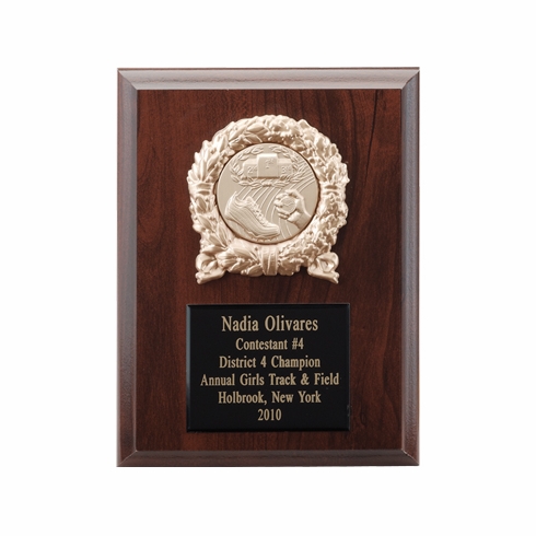 6 X 8 INCH PLAQUE WITH BLACK EMBOSSED PLATE, METAL WREATH TAKES INSERT