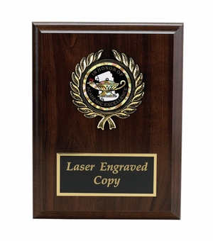 6 X 8 INCH PLAQUE WITH BLACK EMBOSSED PLATE, PLASTIC WREATH TAKES INSERT
