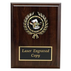 6 X 8 INCH PLAQUE WITH BLACK EMBOSSED PLATE, PLASTIC WREATH TAKES INSERT