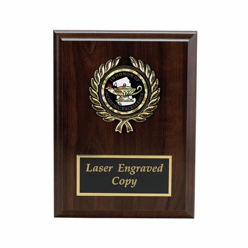 6 X 8 INCH PLAQUE WITH BLACK EMBOSSED PLATE, PLASTIC WREATH TAKES INSERT