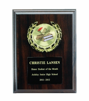 6 X 8 INCH PLAQUE WITH BLACK PLATE, PLASTIC WREATH TAKES INSERT