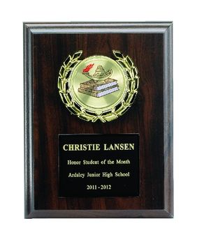 6 X 8 INCH PLAQUE WITH BLACK PLATE, PLASTIC WREATH TAKES INSERT