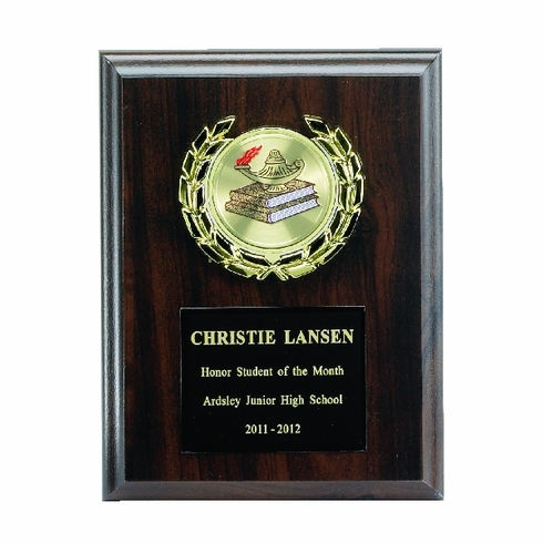 6 X 8 INCH PLAQUE WITH BLACK PLATE, PLASTIC WREATH TAKES INSERT