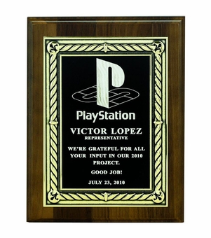 6 X 8 INCH PLAQUE WITH EMBOSSED BLACK SCREENED PLATE
