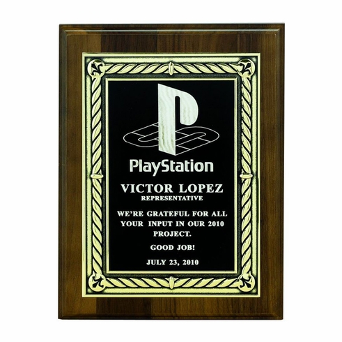 6 X 8 INCH PLAQUE WITH EMBOSSED BLACK SCREENED PLATE