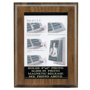 6 X 8 INCH WALNUT VENEER PHOTO PLAQUE HOLDS 4X6 PHOTO