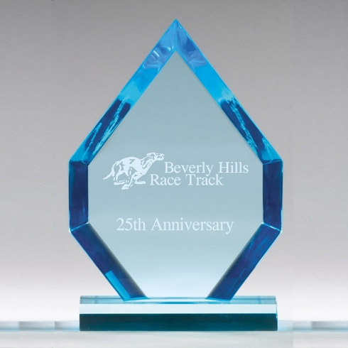 6" x 8" x 3/4" ARROWHEAD BLUE  ACRYLIC TROPHY POLISHED BEVELED EDGES