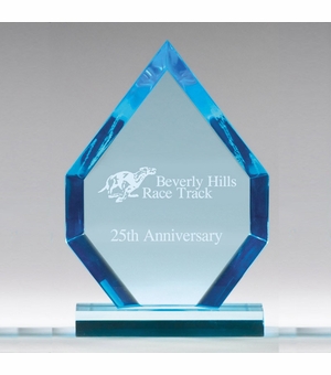 6" x 8" x 3/4" ARROWHEAD BLUE  ACRYLIC TROPHY POLISHED BEVELED EDGES