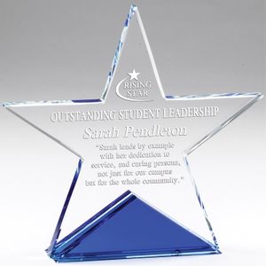6 X 6 INCH CRYSTAL CUT STAR ON BLUE BASE