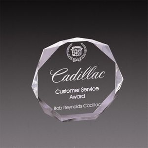 6"x6"x1" CORPORATE CLEAR ACRYLIC OCTAGON SHAPE AWARD WITH BEVELED CUT CORNERS