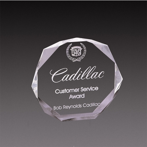 6"x6"x1" CORPORATE CLEAR ACRYLIC OCTAGON SHAPE AWARD WITH BEVELED CUT CORNERS