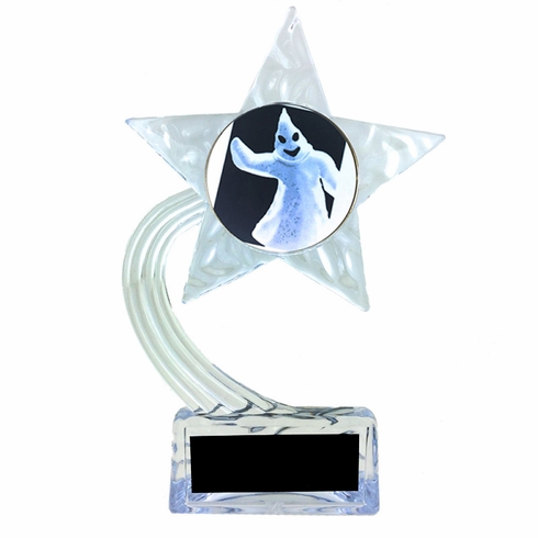 7-1/2 INCH CLEAR ACRYLIC SHOOTING STAR TROPHY WITH GHOST INSERT