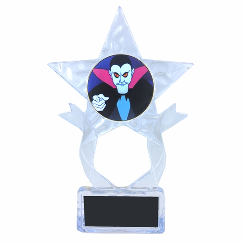 7-1/2 INCH CLEAR ACRYLIC SHOOTING STAR TROPHY WITH VAMPIRE INSERT
