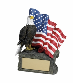 7-1/2 INCH EAGLE/FLAG TROPHY, HAND PAINTED
