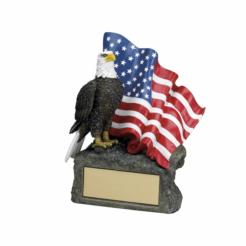 7-1/2 INCH EAGLE/FLAG TROPHY, HAND PAINTED
