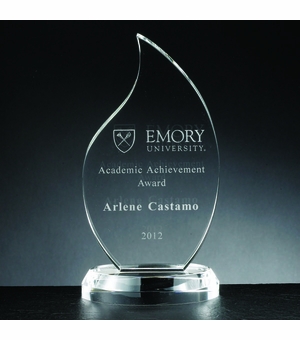 7-1/2 INCH FLAME SHAPED CRYSTAL AWARD