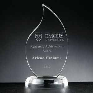 7-1/2 INCH FLAME SHAPED CRYSTAL AWARD